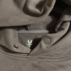 ASRV Black Snap-Neck Hooded Sweatshirt